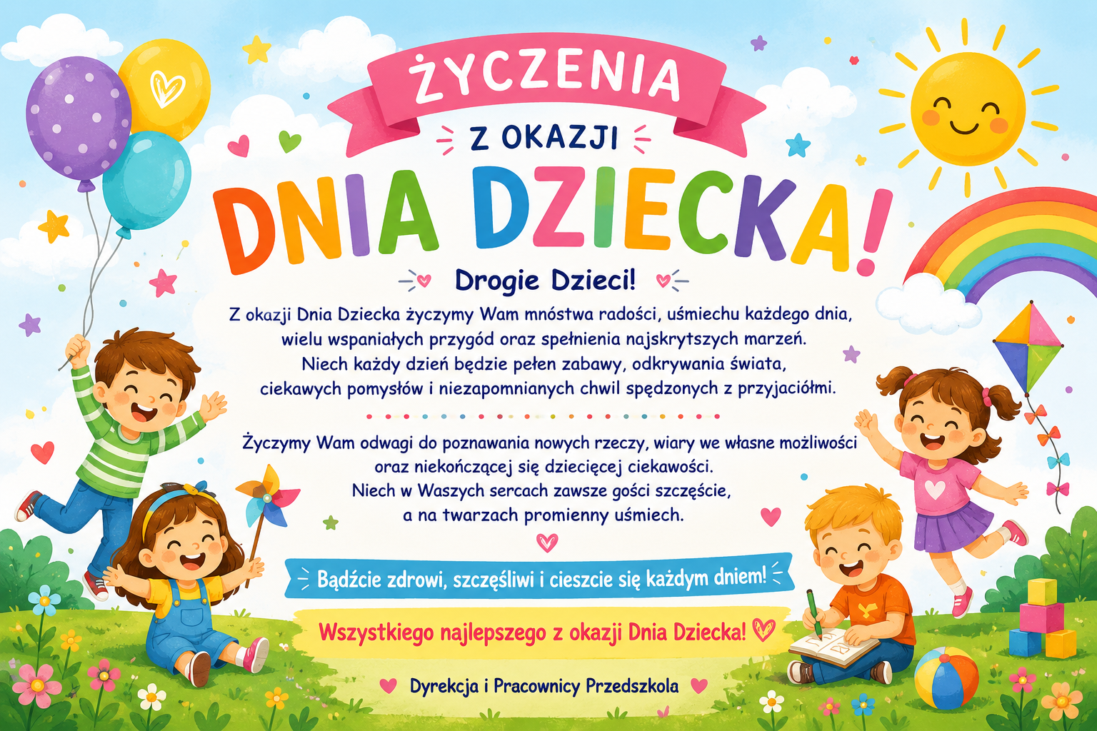 Kartka z życzeniami dla dzieci Kartka z życzeniami dla dzieci