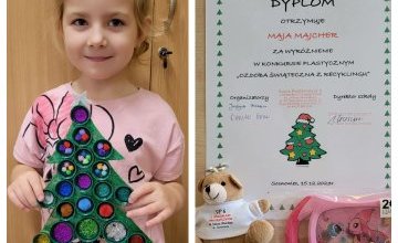 Wyróżnienie dla Mai w konkursie plastycznym „Ozdoba świąteczna z materiałów pochodzących z recyklingu”
