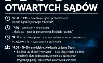 22 maja w godz. 16.00-19.00 zapraszamy na Noc Otwartych Sądów