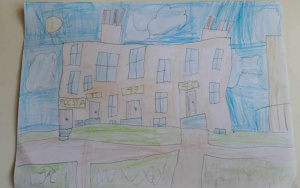 Dorian i jego dom na rysunku